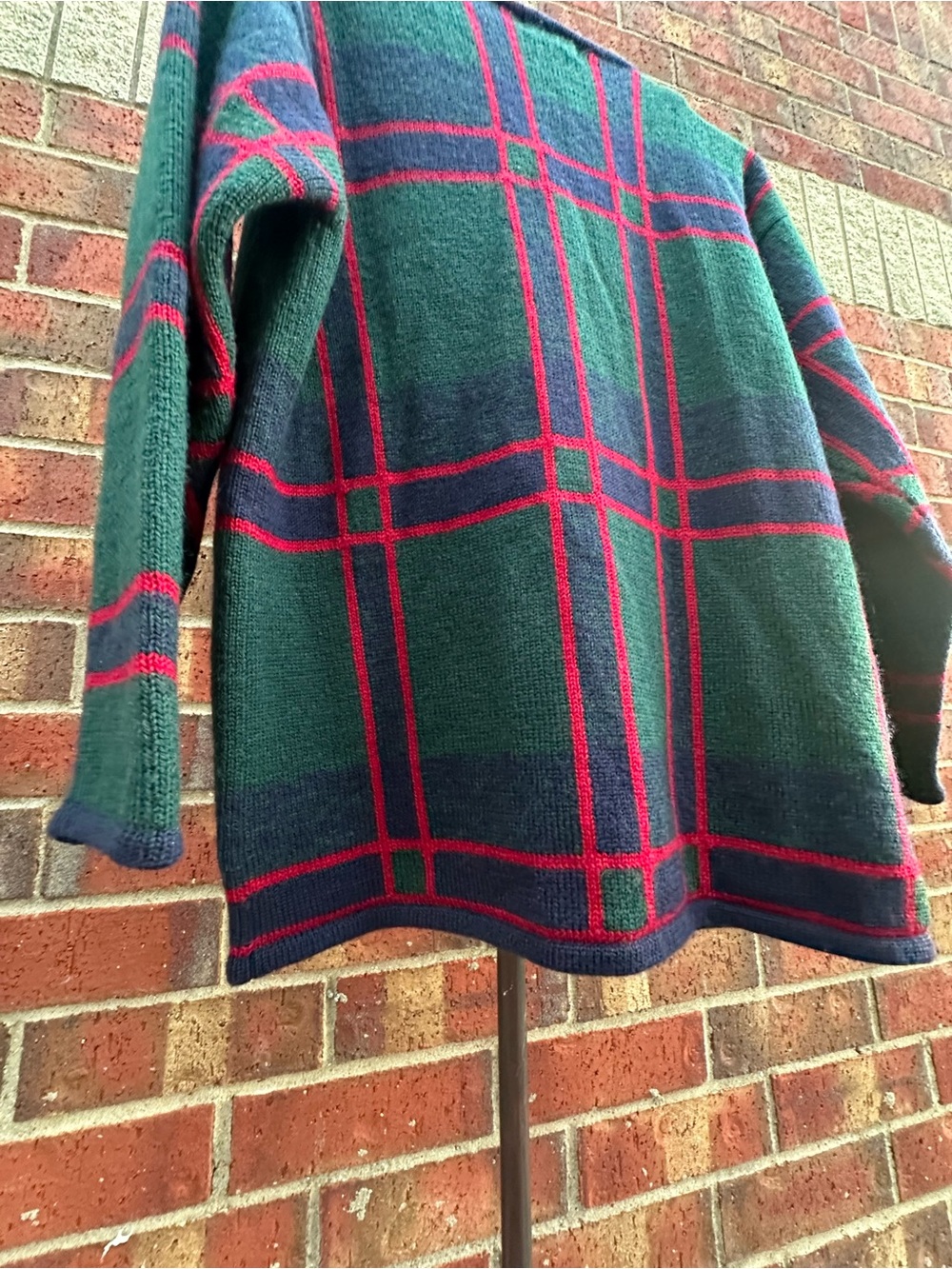 Vintage Pendleton Plaid Virgin Wool Cardigan Holidays Cornucopia Embroidery - Picture 9 of 14